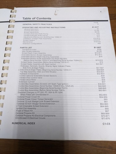 Blaw Knox Power Extendible Omniscreed III Operators Manual With Service & Parts - Picture 2 of 6