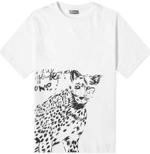 Rara maglietta DIOR x Raymond Pettibon leopardata uomo taglia S - Foto 2 di 6