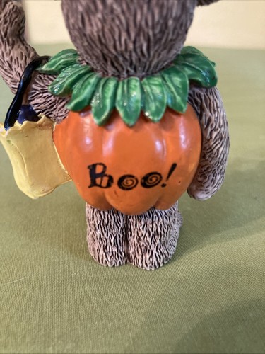 Teddy Bear Pumpkin Halloween Figurine Decoration Vintage 1997 Claire’s Bear 4” - Picture 9 of 11