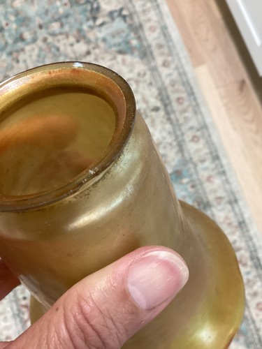 Kunstglas Lampenschirm irisierend Tiffany Quezel Stueben Stil - Bild 6 von 13