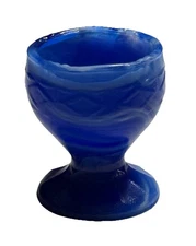 Boyd Glass Special Order Kims Glass Diamond Pedestal Open Salt Cobalt Blue Swirl