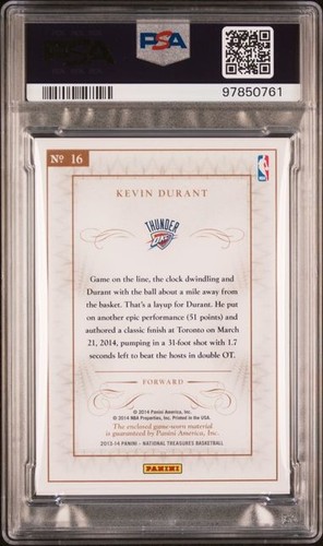 2013-14 National Treasures Material /99 Kevin Durant #16 Thunder PSA 10 - Bild 2 von 2