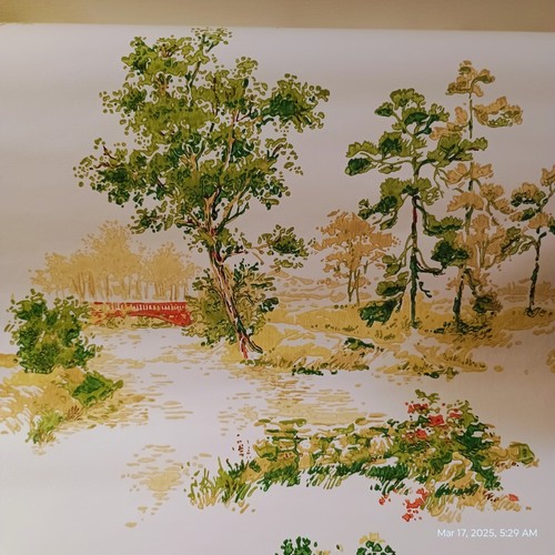 Vtg. WALLPAPER One Roll Asian Woodland Garden 8.5' x 20.5" - Picture 7 of 14