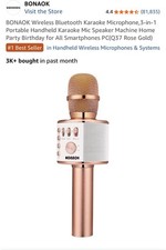 BONAOK Wireless Bluetooth Karaoke Microphone Q37 Rose Gold 