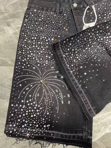 NUEVO PE Para hombres Negro Estrás Completo Denim High Street Moda Pantalones Cortos LO ÚLTIMO 28-40 - Imagen 5 de 9
