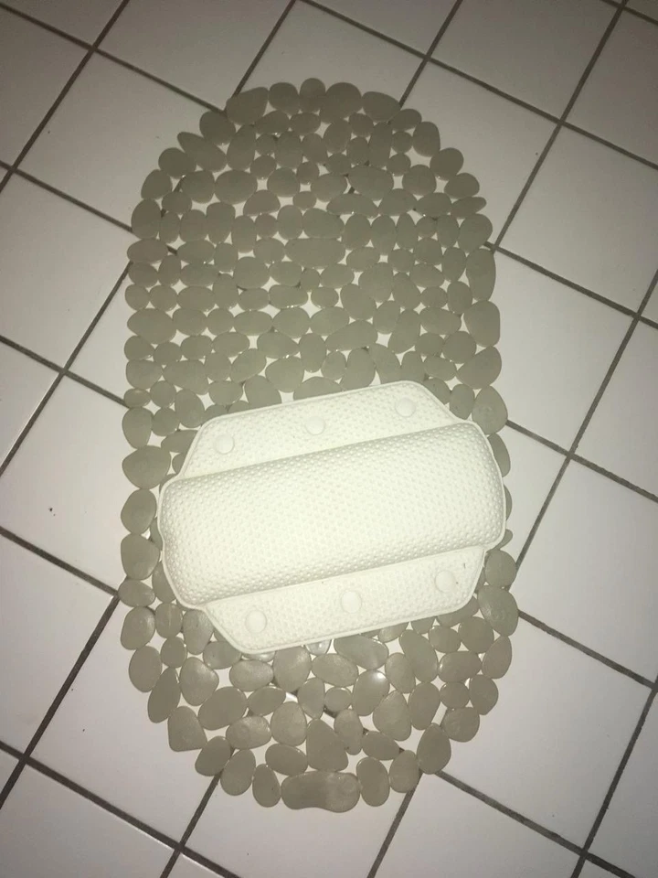 2-teilig Bad set Wanneneinlage Kopfpolster grau weiß