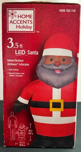 Home Accents Holiday 3,5 pies LED inflable Santa negro afroamericano - Imagen 4 de 7