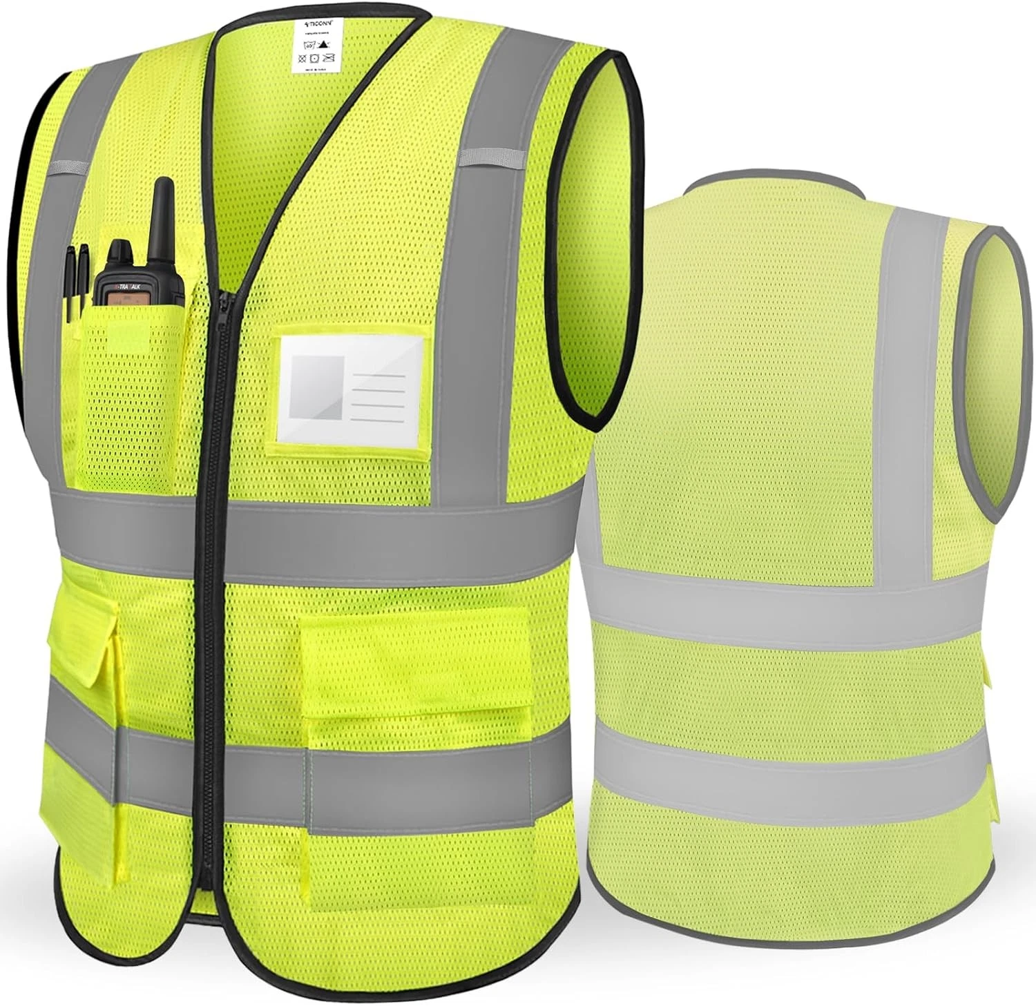 XL Safety Vest -Class 2 High Visibility Reflective Yellow Safety Vest - product detail image 1