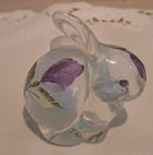 Fenton Glass Opalescent Bunny Rabbit Figurine Hand Painted Signed D Fredrick