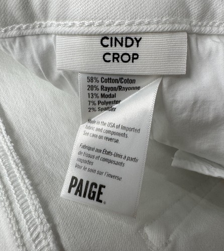 PAIGE Cindy Crop Crisp White Raw Hem High Rise Jeans Size 33 (Q5-14) - Picture 4 of 7