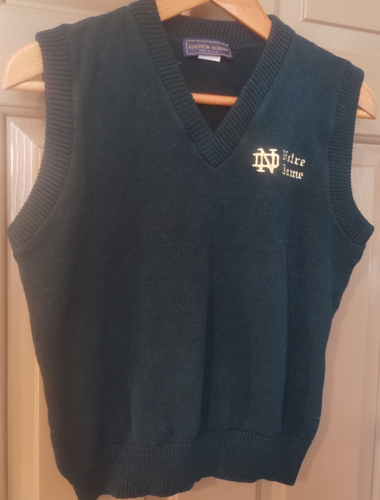 Vintage Notre Dame Andrew Rohan Sweater Vest YOUTH Sz L Green Branded Made USA - Picture 6 of 6