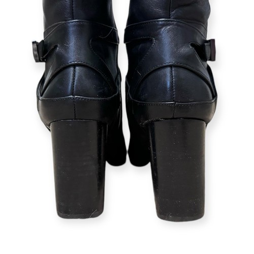 Antonio Melani Black Leather Knee High Heeled Riding Boots Women's Size 7.5 - Picture 4 of 14