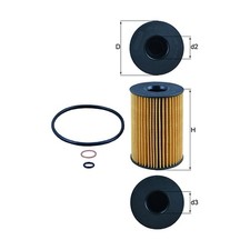 Oil Filter Insert 75mm Outer 29mm Inner 110mm Height - Mahle Knecht OX353/7D