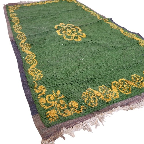 Moroccan Green Rug Handwoven Vintage Boujaad Wool Rug Berber Kilim Tribal Carpet - Picture 8 of 23