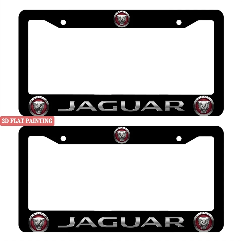 Jaguar 2 Pack Black Aluminum License Plate Frame with Screw Caps - Image 2 of 4