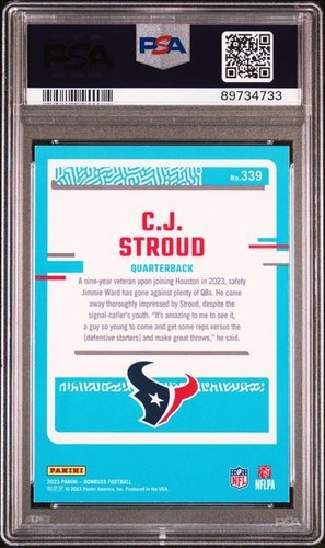 2023 Panini Donruss CJ Stroud Rated Rookie Press Proof Green PSA 10 #339 Texans - Picture 2 of 2