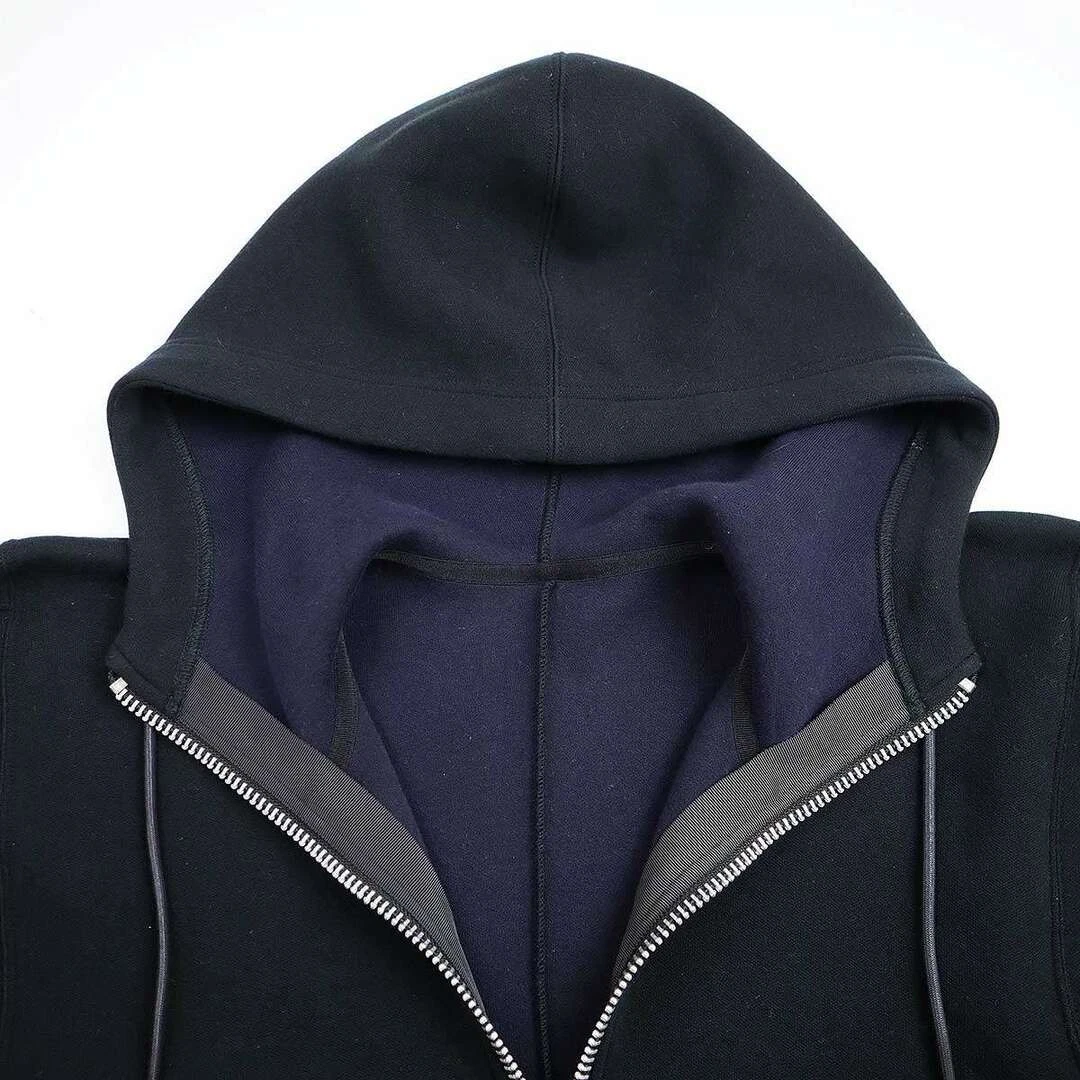 Felpa con cappuccio SACAI 24SS in spugna 24 07394 nera 1 usata MESC 0