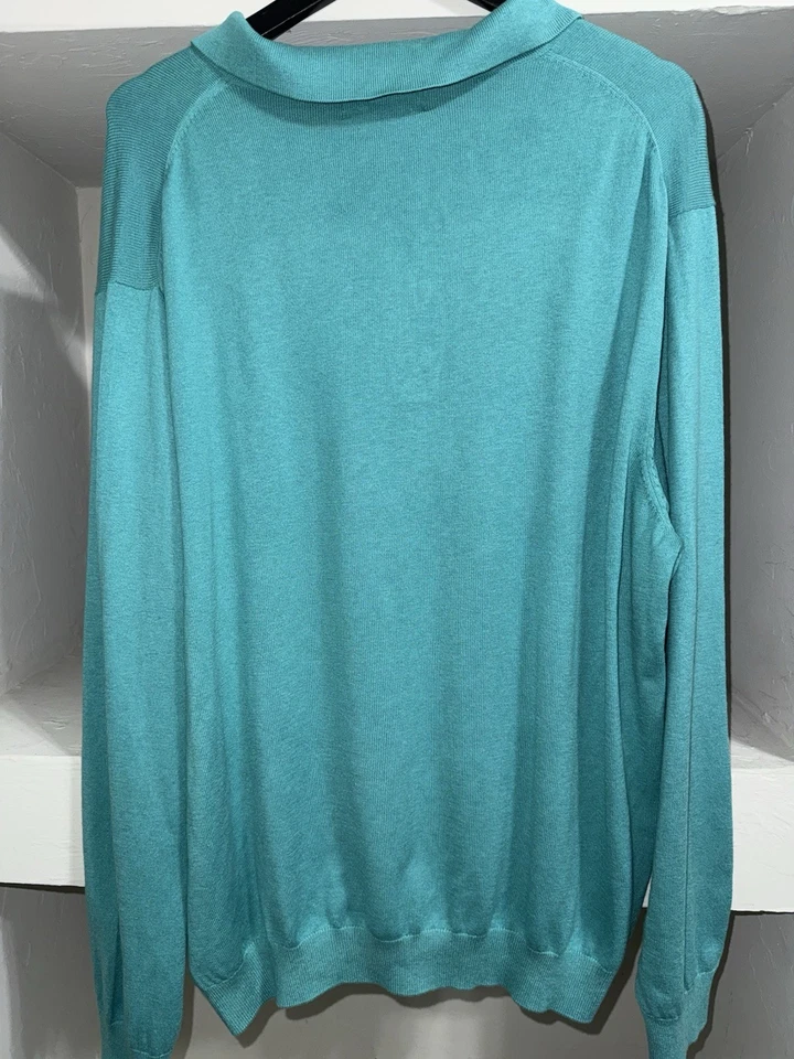 Pullover reversible Tommy Bahama grande 1/4 cremallera para hombre verde y azul Foto 3 de 4