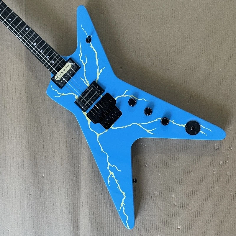 Custom Dimebag Dean Electric Guitar Blue Lightning Tremolo Bridge HH Pickups - Image 3 of 4