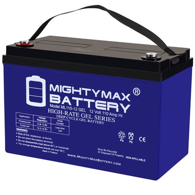 Mighty Max ML110-12GEL - 12 Volt 110 AH, GEL Type, Internal Thread (INT) Termina