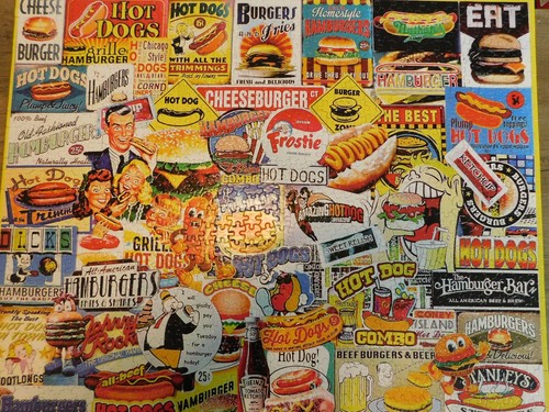 White Mountain 1000 Stck. Puzzle Menge 5 KOMPLETT Modeerscheinungen Burger Musicals Brotdose - Bild 6 von 11