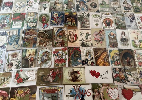 Großes~Posten von 100 antiken Weihnachtsgrüßen Postkarten~2 Weihnachtsmänner~in Hüllen~k189 - Bild 6 von 10