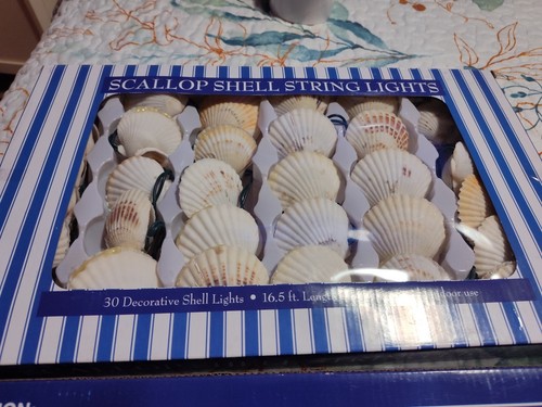SCALLOPED SHELL STRING LIGHTS 30 LIGHTS 16 POINT FOOT LONG FOR INDOOR OR OUTDOOR - Picture 2 of 9