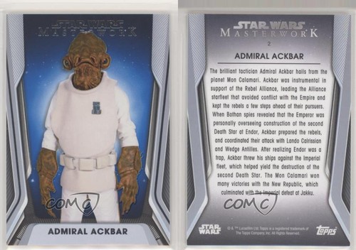 2021 Topps Star Wars Masterwork Blue Admiral Ackbar #2 02v3 - Picture 3 of 3