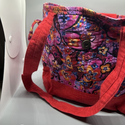Floral Storage Bag Carry Tote Colorful Red Blue Many Pockets - Picture 14 of 14
