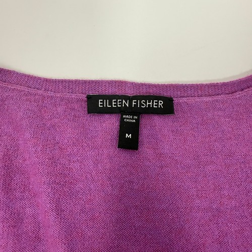 Cardigan Eileen Fisher morbido cotone/cashmere maglia scollo a V ritagliato viola medio - Foto 3 di 6