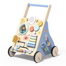 Wooden Baby Walker, Baby Push Walker with Montessori Toy for Girls Boys, Todd...