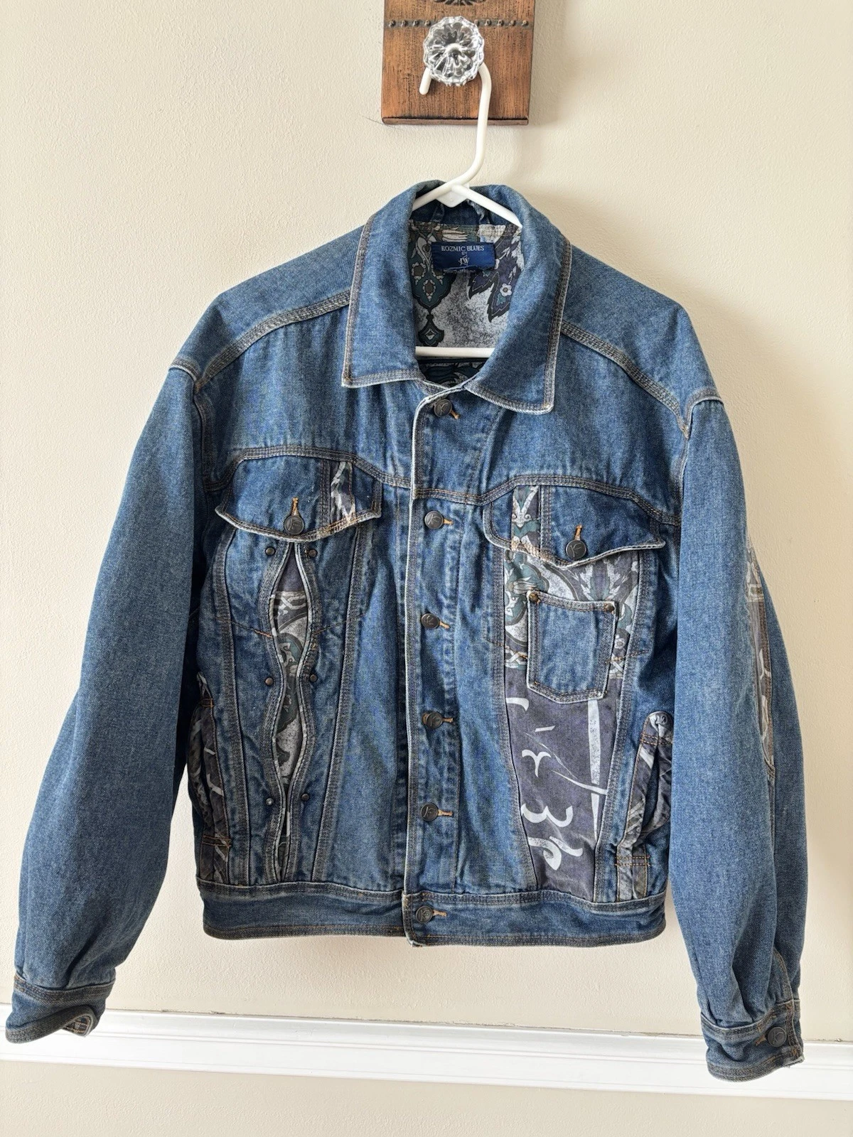 Vintage Kozmic Blues Mens Size Small Denim Trucker Jacket Y2K Cotton