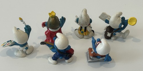 6 x Vintage Smurf Peyo Figurines Schleich 1970s - King Clown Guitar Artist - Picture 5 of 13
