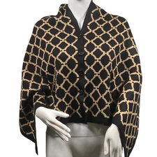 Top It Off Womens 3-in-1 Wrap Black Gold Geometric One Size Brand New Buttons