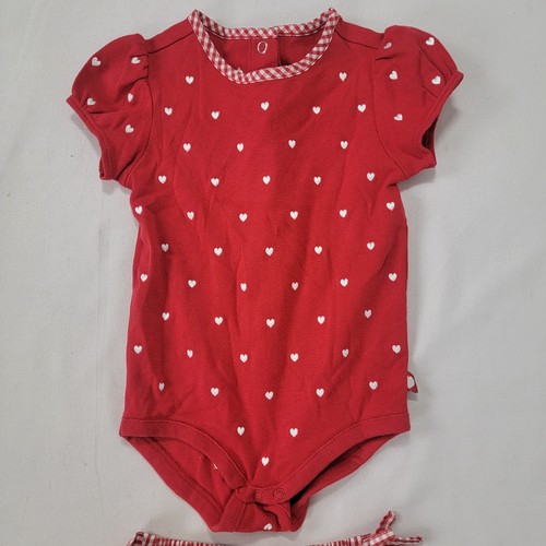Gymboree Outfit Baby 6 - 12 Monate Mädchen rot Herzen Hose Shirt NEU Vintage - Bild 2 von 6