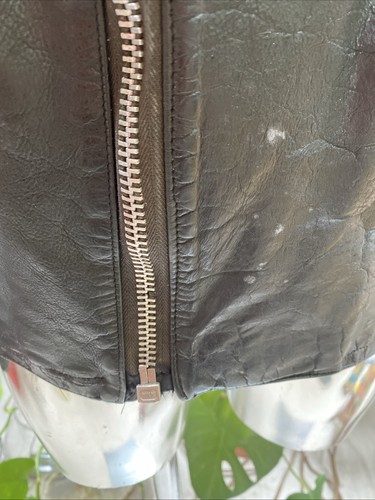 Vintage 70er schwarze Leder Biker Jacke rot gefüttert Gr. 40" Punk Rockabilly YKK Zip - Bild 5 von 15