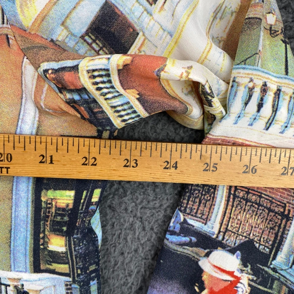 Блузка с длинным рукавом на пуговицах Nicole Taylor шелковый топ XL Венеция Италия искусство печать - Изображение 4 из 4