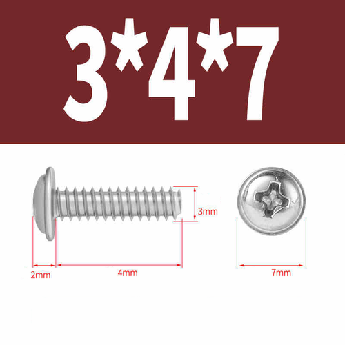 M1.7-M4 Phillips Flanged Pan Head Self Tapping Screws Round Head Flat Tail - Picture 32 of 55