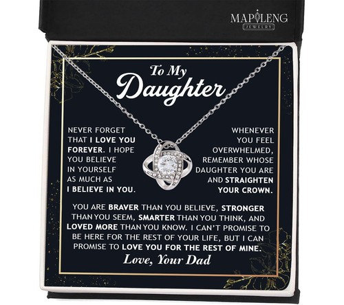 Daughter Gift From Dad, To My Daughter Love Knot Necklace From Dad With Heart... - Picture 2 of 7