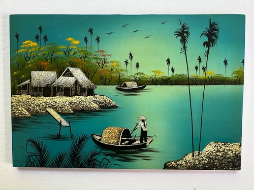 Vietnamesische Holz Lack Eierschale asiatische Wandbilder Landschaft