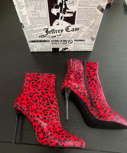 Jeffrey Campbell Temptation Stiletto Bootie's, Red Cheetah 11 Sexy Boots - Picture 13 of 19
