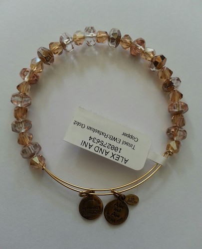 Alex y Ani Tinsel Copper Swarovski Crystal Bangle Beaded Bracelet NWT - Imagen 4 de 4