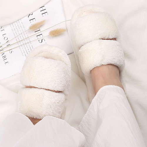Women's Coral Fleece Slippers With Memory Foam Slip-on House Shoes Indoor Winter - Picture 5 of 20