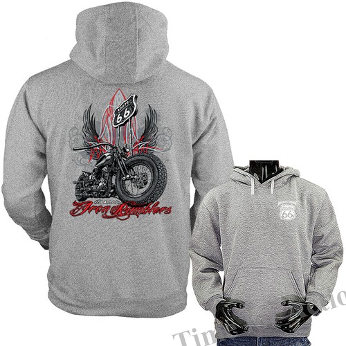 Suéter con capucha vintage clásico para motocicletas Iron Rumbler's Route 66 motociclistas - Imagen 6 de 8