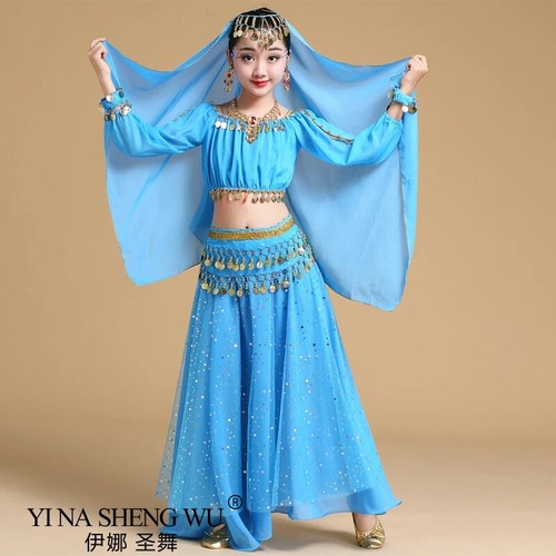 Child Belly Dance Costume Set Outfit Belly Dance Performance Clothes Sets - Imagen 3 de 30