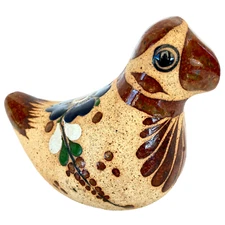 Vintage Mexican Handmade Hand Painted Folk Art Tonala Pottery Bird Figurine