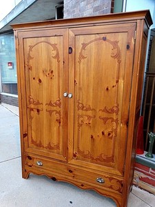 Vintage Armoire Wardrobe Closet Double Door Plus Drawer Alachian Image Is Loading Vintage Armoire Wardrobe Closet Double Door Plus Drawer