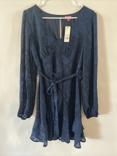 Mi Ami by Francesca's Long Sleeve Navy Blue Size Medium Lined - Picture 1 of 9