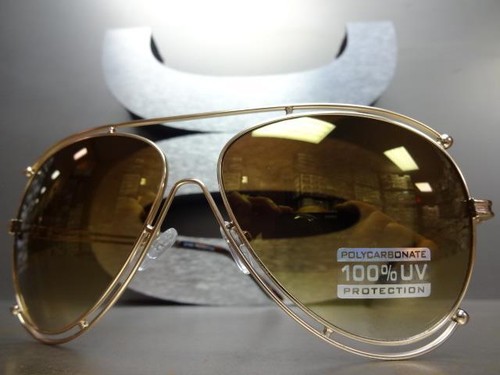 Men's or Women Oversized Classic Vintage Retro Style SUNGLASSES Large Gold Frame - Picture 3 of 10