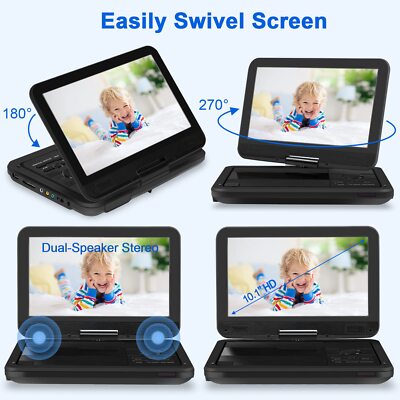 12.5'' Portable DVD Player with 10.1'' HD Swivel Screen, DVD